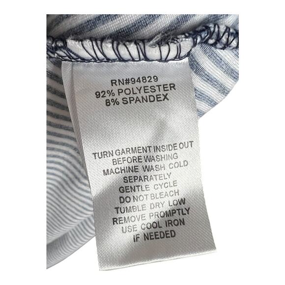 Derek Heart Women's Dress Small Blue White Stripe Floral Stretch Casual Keyhole - Picture 9 of 9